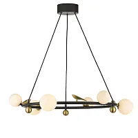 Люстра подвесная LED Sparrow 4324-6P Favourite белая на 6 ламп, основание чёрное в стиле современный кольца