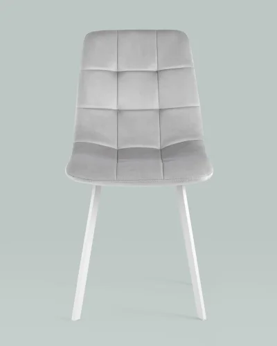 Стул Chilly, велюр серебристый, сиденье, белые ножки УТ000039636 Stool Group, серый/велюр, ножки/металл/белый, размеры - ***** фото 4