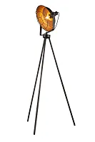 Торшер лофт RUBY 15600S Globo прожектор на треноге чёрный золотой 1 лампа, основание чёрное в стиле лофт
