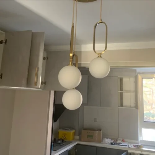 Светильник подвесной VITAL TRIO 212507-23 ImperiumLoft белый на 3 лампы, основание латунь в стиле современный фото 3