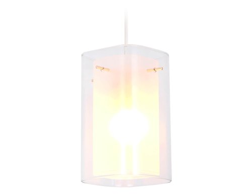 Светильник подвесной TR3680 Ambrella light белый прозрачный 1 лампа, основание золотое в стиле классический современный 