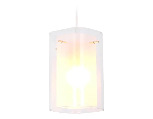 Светильник подвесной TR3680 Ambrella light белый прозрачный на 1 лампу, основание золотое в стиле классический современный 