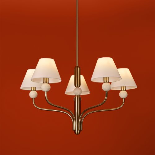 Люстра на штанге Aurelia FR2058PL-05BS Freya белая на 5 ламп, основание латунь в стиле классический кантри американский фото 14 Люстра на штанге Aurelia FR2058PL-05BS Freya белая на 5 ламп, основание латунь в стиле классический кантри американский фото 14