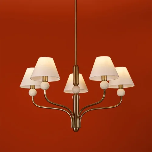Люстра на штанге Aurelia FR2058PL-05BS Freya белая на 5 ламп, основание латунь в стиле классический американский кантри фото 14 Люстра на штанге Aurelia FR2058PL-05BS Freya белая на 5 ламп, основание латунь в стиле классический американский кантри фото 14