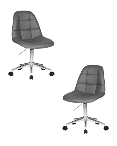 Офисное кресло набор 2 шт. SET-2 9800-LM MONTY, цвет серый Dobrin, /экокожа, ножки/металл/хром, размеры - 820*930***620*620