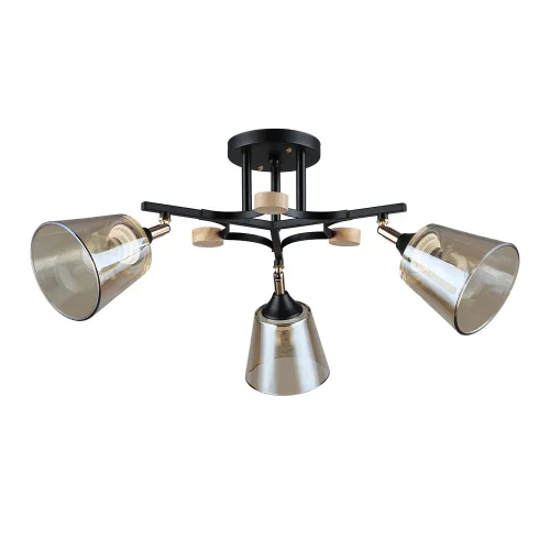 Люстра потолочная Glassy A5078PL-3BK Arte Lamp янтарная на 3 лампы, основание чёрное в стиле современный классический 