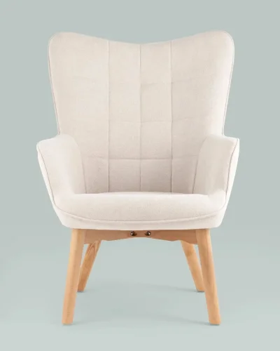 Кресло Манго, белый УТ000037163 Stool Group, белый/вельвет, ножки/дерево/коричневый бежевый, размеры - *940***710*820мм фото 3