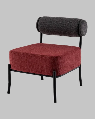 Кресло Ponpoun, тёмно-серый, бордо УТ000040473 Stool Group, бордовый/шенилл, ножки/металл/чёрный, размеры - *710***610*710мм фото 3