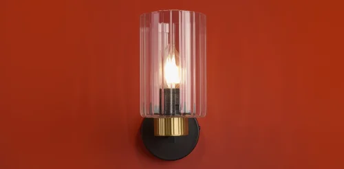 Бра Ombre FR2051WL-01BBS1 Freya прозрачный на 1 лампу, основание чёрное в стиле классический фото 6