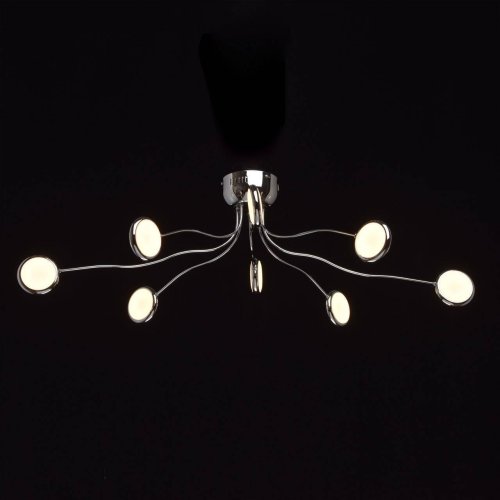Люстра потолочная LED Фленсбург 609013408 DeMarkt белая хром на 1 лампа, основание хром в стиле современный  фото 2