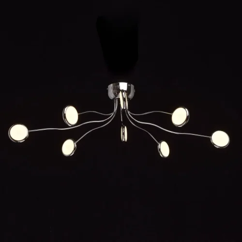 Люстра потолочная LED Фленсбург 609013408 DeMarkt белая хром на 1 лампу, основание хром в стиле современный фото 2