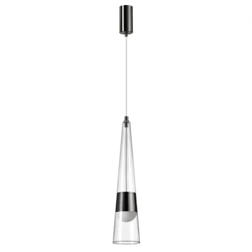 Светильник подвесной LED Lump 5044/12L Odeon Light прозрачный на 1 лампу, основание хром чёрное в стиле современный трубочки