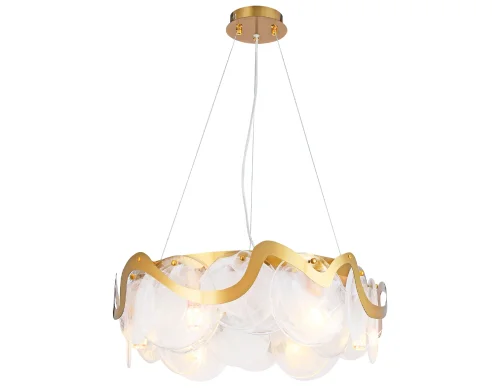 Люстра подвесная TR5326 Ambrella light белая на 6 ламп, основание золотое в стиле классический современный  фото 5