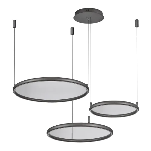 Светильник подвесной LED с пультом Custer LSP-7424 Lussole белый на 1 лампу, основание серое в стиле хай-тек современный кольца с пультом