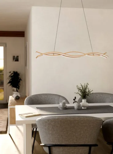 Светильник подвесной LED Lasana 901106 Eglo бежевый коричневый на 1 лампу, основание коричневое бежевое в стиле современный хай-тек линейный фото 3