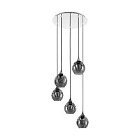 Светильник подвесной Bregalla 39682 Eglo чёрный 5 ламп, основание хром в стиле модерн каскад шар