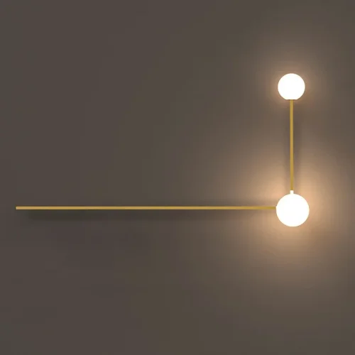 Настенный светильник LINES 2 золото 189563-26 ImperiumLoft белый на 2 лампы, основание золотое в стиле минимализм  фото 2