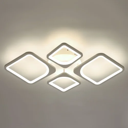 Люстра потолочная LED с пультом Мадлен 424012704 DeMarkt белая на 1 лампа, основание белое в стиле хай-тек с пультом квадраты фото 2