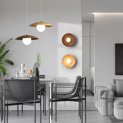 Светильник подвесной Albero FR5589PL-01T Freya коричневый белый на 1 лампу, основание латунь в стиле современный кантри фото 2