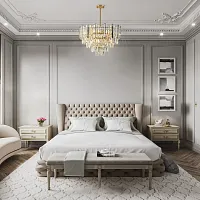 Люстра на штанге Sorrento-4409 374409/9/300/570 GD Arte Milano серая прозрачная на 9 ламп, основание золотое в стиле современный 