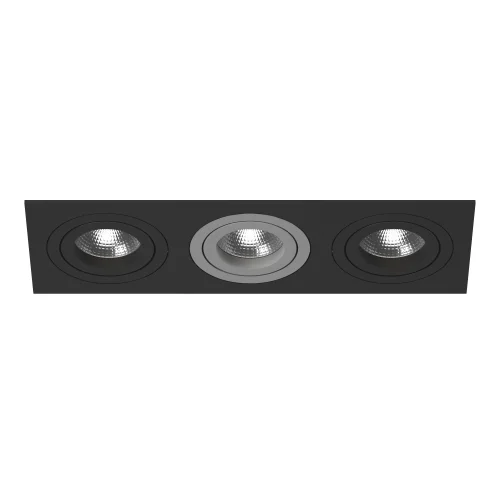 Светильник точечный Intero 16 Triple Quadro i537070907 Lightstar чёрный серый 3 лампы, основание чёрное в стиле модерн хай-тек 