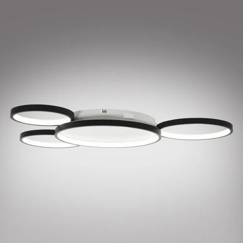 Люстра потолочная LED Emma MR1200-4CL MyFar без плафона на 4 лампы, основание чёрное в стиле современный хай-тек кольца фото 6