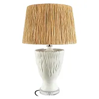 Настольная лампа Рафиа / Raffia 10497T LOFT IT коричневая на 1 лампу, основание белое керамика в стиле классический Настольная лампа Рафиа / Raffia 10497T LOFT IT коричневая на 1 лампу, основание белое керамика в стиле классический