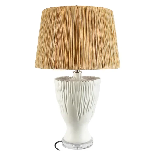 Настольная лампа Рафиа / Raffia 10497T LOFT IT коричневая на 1 лампу, основание белое керамика в стиле классический Настольная лампа Рафиа / Raffia 10497T LOFT IT коричневая на 1 лампу, основание белое керамика в стиле классический