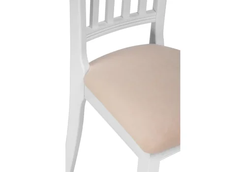 Деревянный стул Фрезино бежевый велюр / белый 515973 Woodville, бежевый/велюр, ножки/массив бука дерево/орех, размеры - ****460*520 фото 6