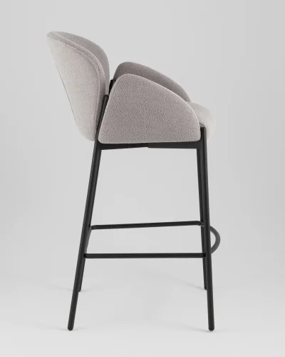 Стул барный Melia, серый, сиденье УТ000040514 Stool Group, серый/букле, ножки/металл/чёрный, размеры - ***** фото 3