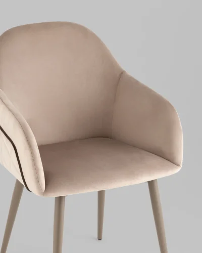 Стул Новел New велюр серо-коричневый, ножки бежево-серые УТ000039823 Stool Group, коричневый/велюр, ножки/металл/чёрный, размеры - *805**** фото 2