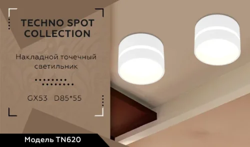 Светильник накладной TN620 Ambrella light белый на 1 лампу, основание белое в стиле современный хай-тек круглый фото 3