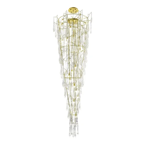 Люстра каскадная Teardrops SL1660.203.25 ST-Luce прозрачная на 25 ламп, основание золотое в стиле флористика современный ветви