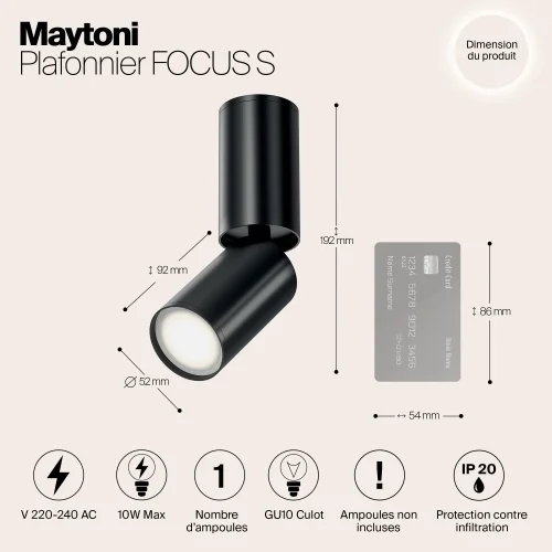 Светильник накладной Focus S C051CL-01B Maytoni чёрный на 1 лампу, основание чёрное в стиле современный хай-тек круглый фото 8
