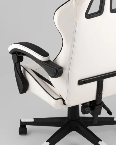 Кресло спортивное TopChairs Shadow, бело-черный УТ000039462 Stool Group, белый/экокожа, ножки/полимер/чёрный, размеры - 1170*1270***710*710 фото 3