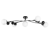 Люстра потолочная Croco 815557 Lightstar белая на 5 ламп, основание чёрное в стиле арт-деко модерн флористика шар