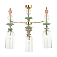 Люстра потолочная Bizet 4855/3C Odeon Light прозрачная на 3 лампы, основание золотое в стиле классический прованс кантри 