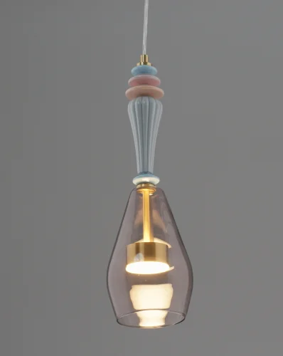 Светильник подвесной LED Corals V11152-PL Moderli янтарный на 1 лампу, основание золотое в стиле современный фото 3
