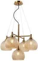 Люстра подвесная Frency 2118/03/05P Stilfort прозрачная на 5 ламп, основание золотое в стиле модерн 