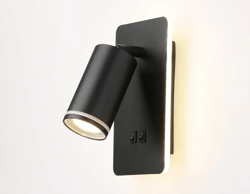 Бра с выключателем LED FW2466 Ambrella light чёрный на 1 лампа, основание чёрное в стиле хай-тек современный  фото 5