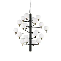 Люстра подвесная COPERNICO SP20 NERO Ideal Lux белая на 20 ламп, основание чёрное в стиле современный шар