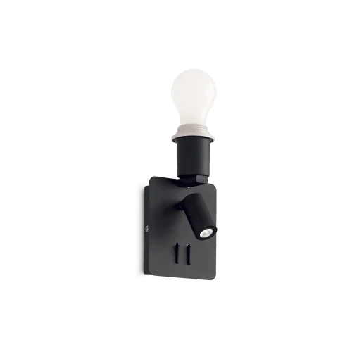 Бра с выключателем GEA MAP2 SQUARE NERO Ideal Lux без плафона на 1 лампа, основание чёрное в стиле модерн 