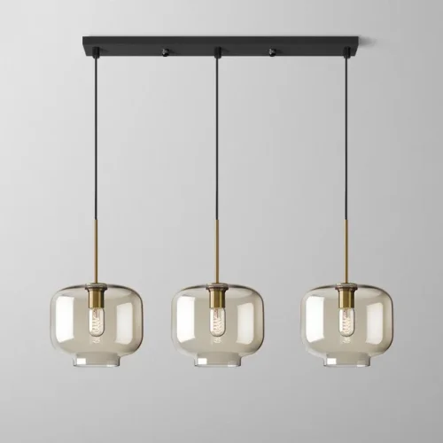 Светильник подвесной VILMO TRIO H 213950-26 ImperiumLoft янтарный на 3 лампы, основание латунь в стиле современный лофт Светильник подвесной VILMO TRIO H 213950-26 ImperiumLoft янтарный на 3 лампы, основание латунь в стиле современный лофт
