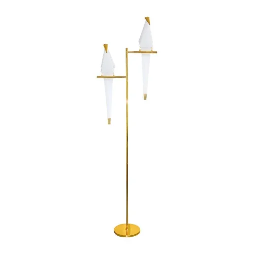 Торшер LED Birds V3075-2TL Moderli птички белый на 2 лампы, основание золотое в стиле хай-тек 