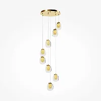 Люстра каскадная LED Biology MOD367PL-L30BBSK Maytoni прозрачная на 1 лампу, основание латунь в стиле современный хай-тек 