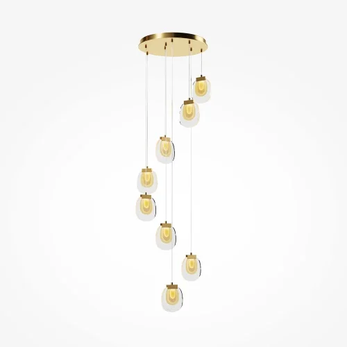 Люстра каскадная LED Biology MOD367PL-L30BBSK Maytoni прозрачная на 1 лампу, основание латунь в стиле хай-тек современный 