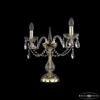 Настольная лампа 1402L/2/141-39 G Bohemia Ivele Crystal без плафона 2 лампы, основание золотое металл хрусталь в стиле классический sp