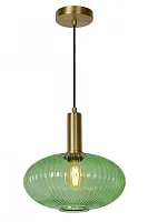 Светильник подвесной Maloto 45386/30/33 Lucide зелёный 1 лампа, основание матовое золото в стиле современный выдувное