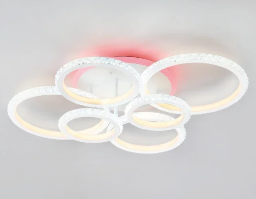 Люстра потолочная LED FA9528 Ambrella light белая на 1 лампа, основание белое в стиле современный хай-тек кольца фото 6