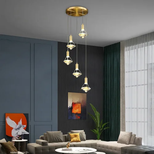 Светильник подвесной GLASGOW MORE L3 Планка 212158-23 ImperiumLoft прозрачный на 3 лампы, основание латунь в стиле современный фото 3